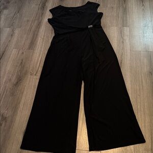 R & M Richard’s- Women’s Black Wide-Leg Jumpsuit with Waist Accent